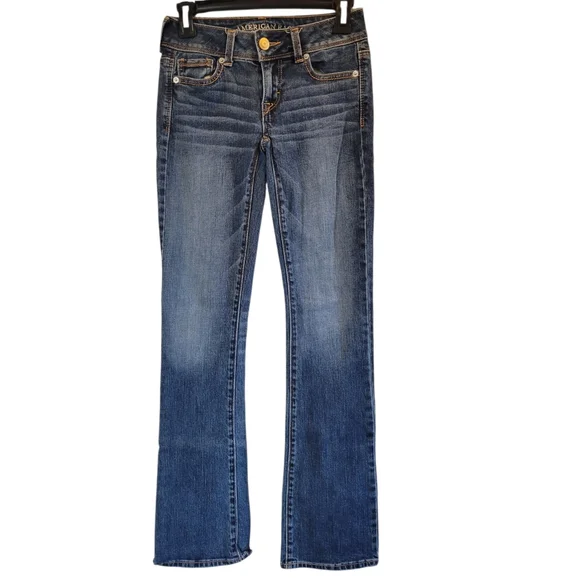 American Eagle 'Kick Boot' Low Rise Boot Cut Denim Jeans - Picture 1 of 7